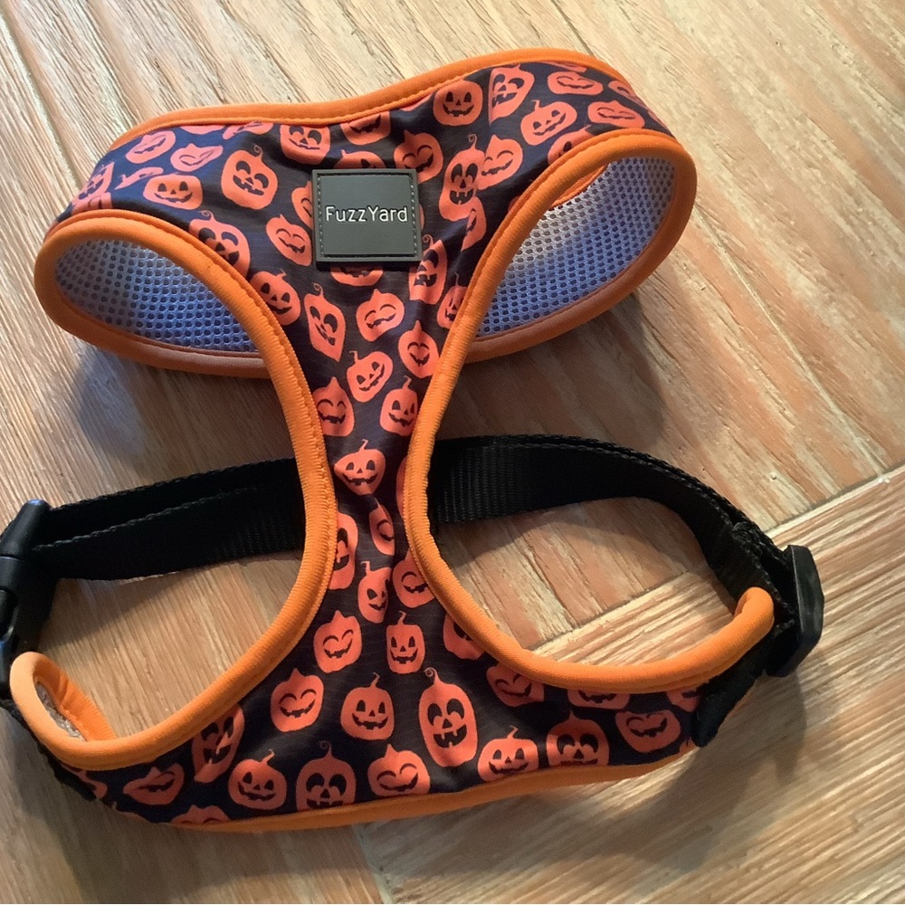 FuzzYard Orange Pumpkin Print Dog Harness